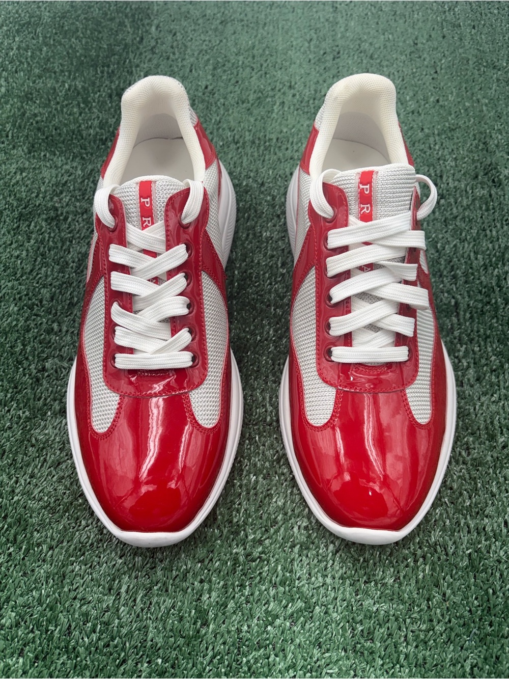 Prada Red and White Low-Top Men’s Sneakers